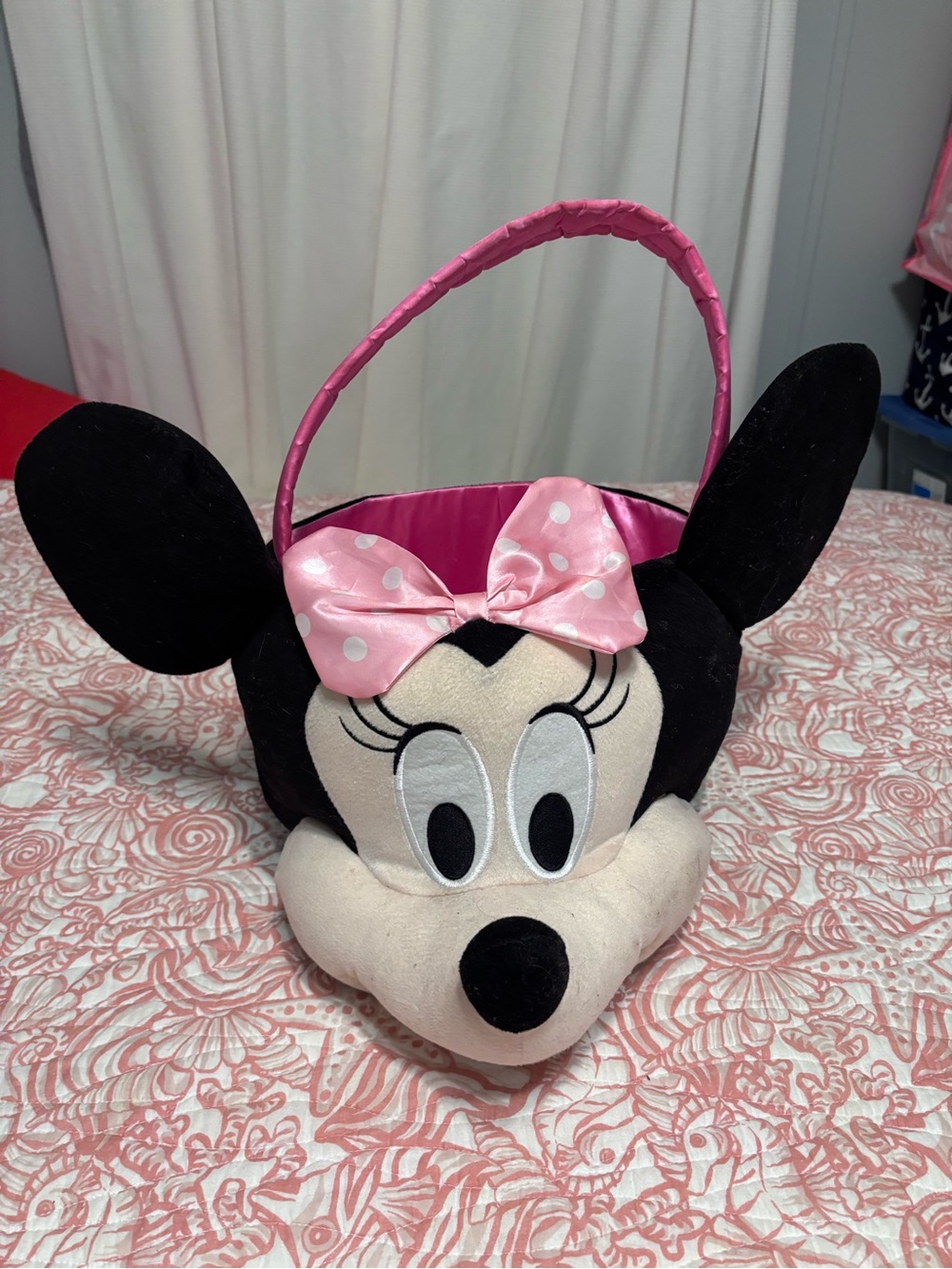 Minnie Mouse Pink Bow Plush Kids Easter Basket lg